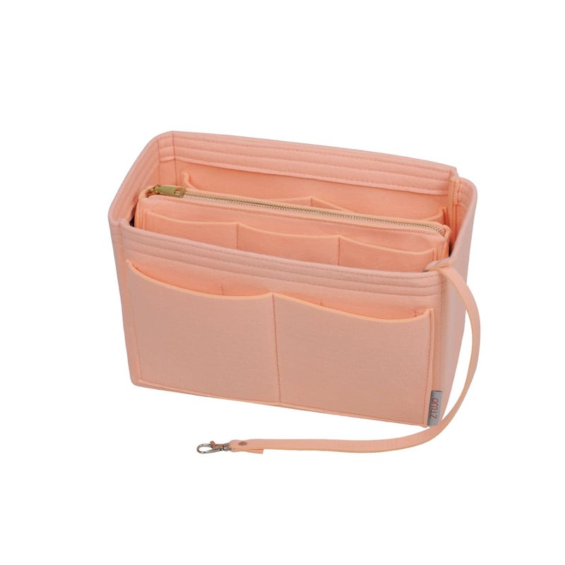 ZTUJO Purse Organizer Insert, Felt Bag Organizer with Metal Zipper, Handbag & Tote Shaper, For Speedy Neverfull Tote, 7 Sizes(Mini, Brush Pink) - Image 1